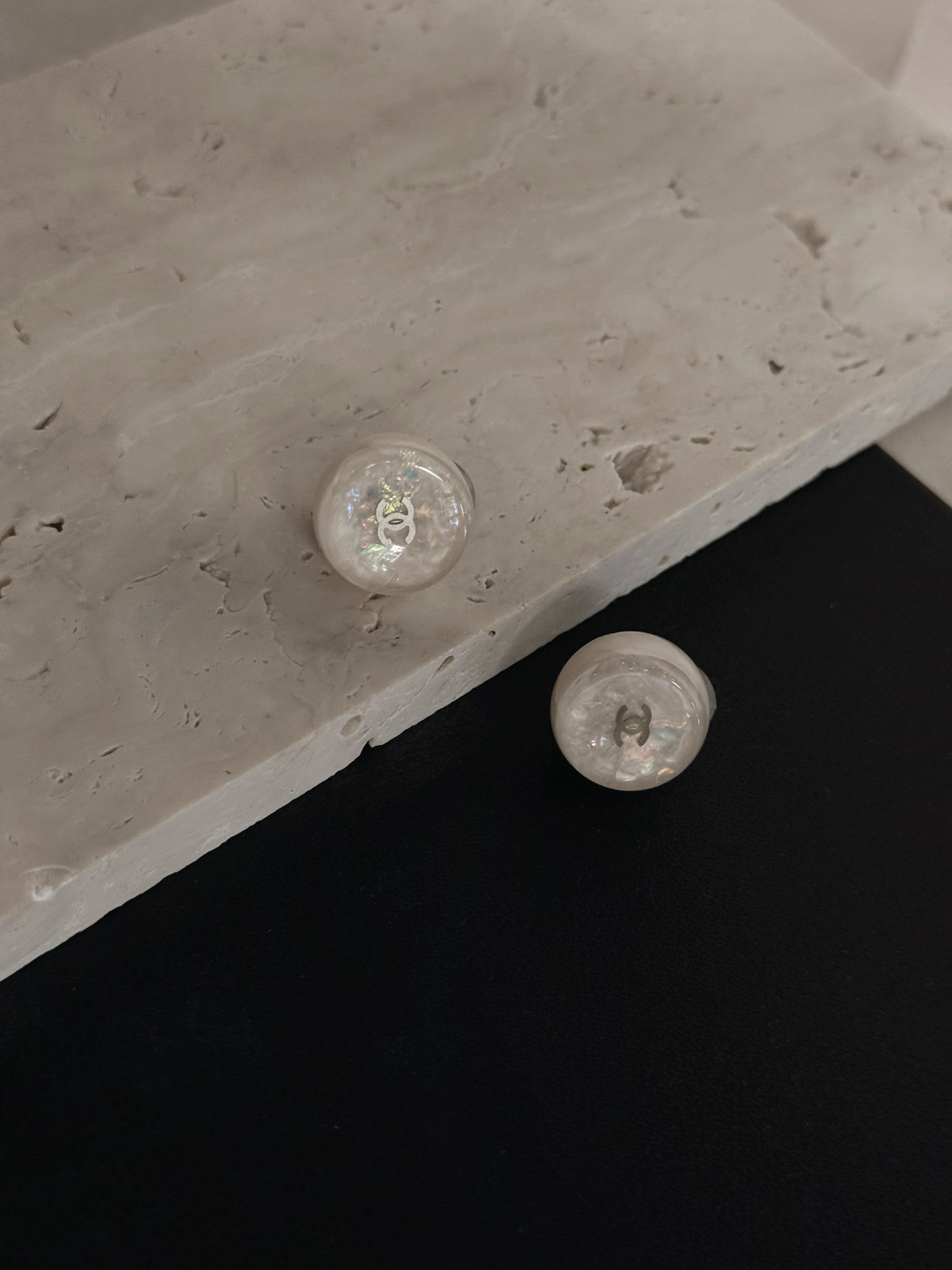 Chanel Vintage Ice Crystal Logo Clip Earrings