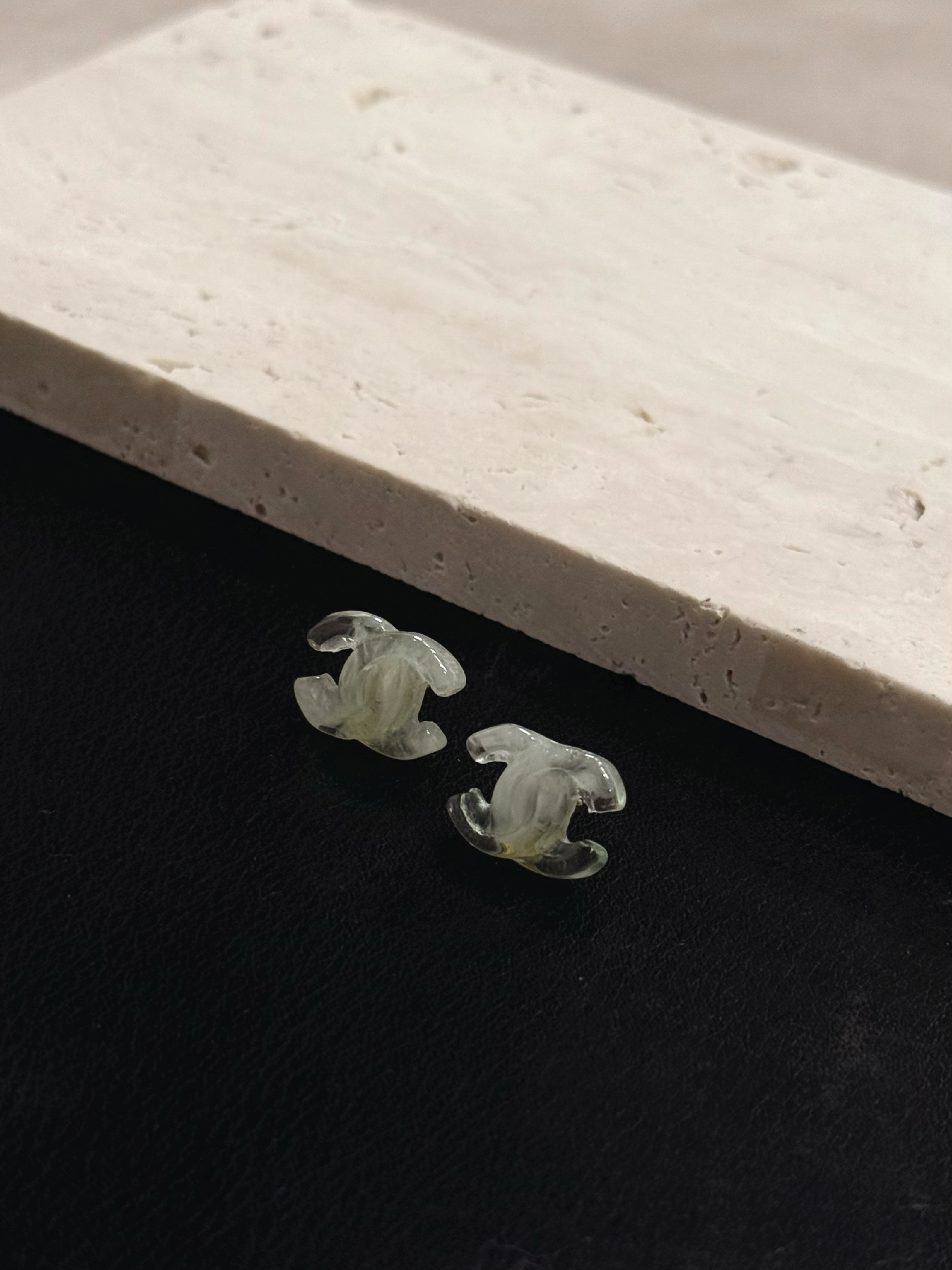 Chanel Vintage Ice CC Light Green Earrings