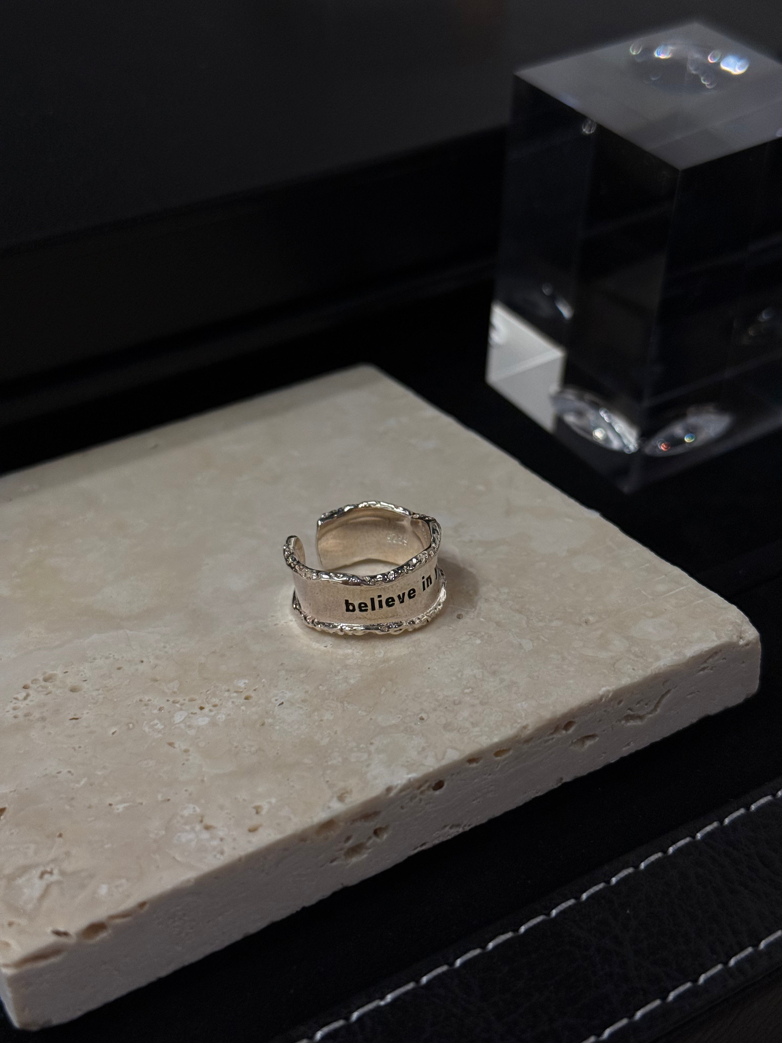 Believe In Yourself Sculptural Silver Ring