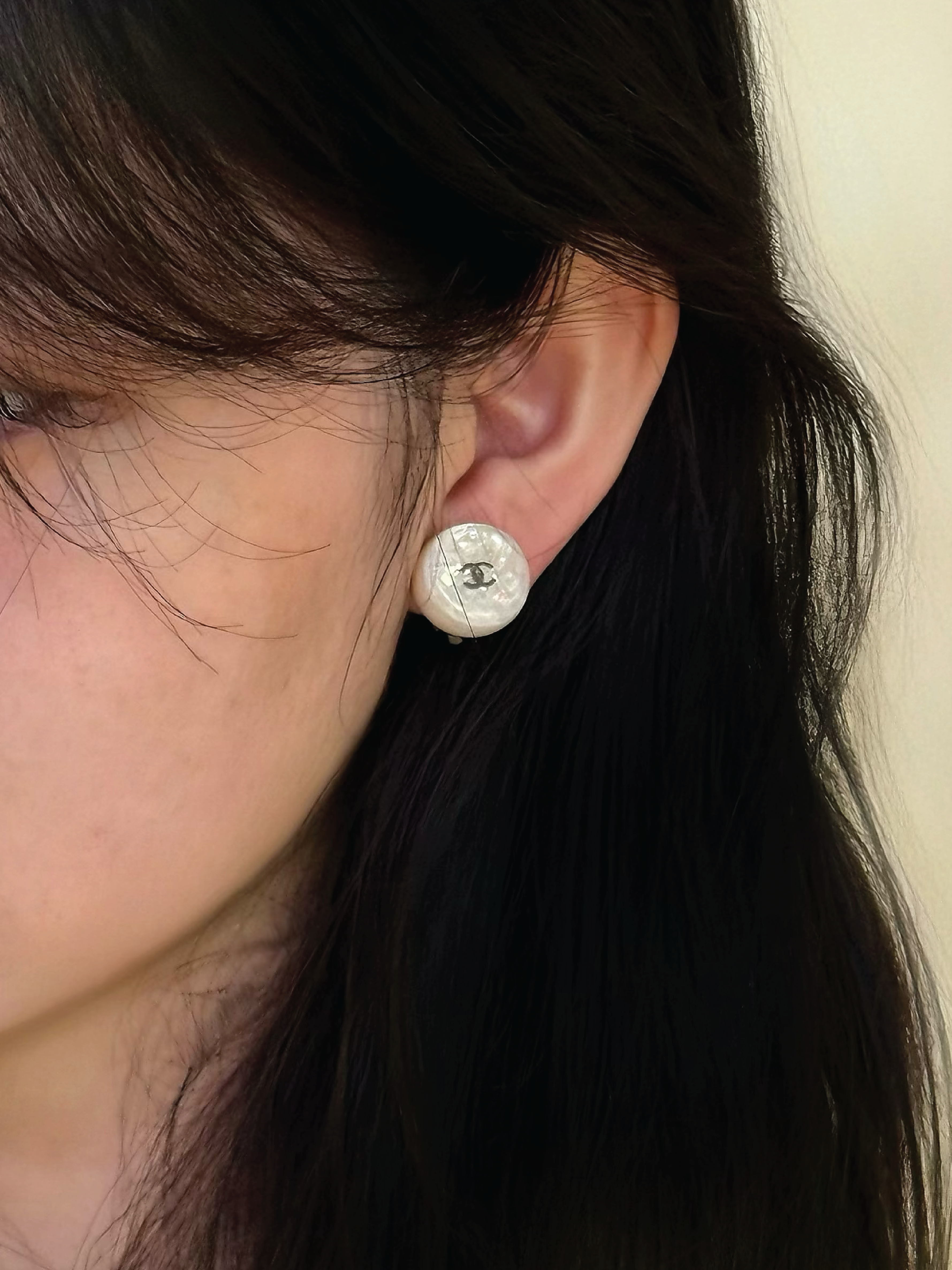 Chanel Vintage Ice Crystal Logo Clip Earrings